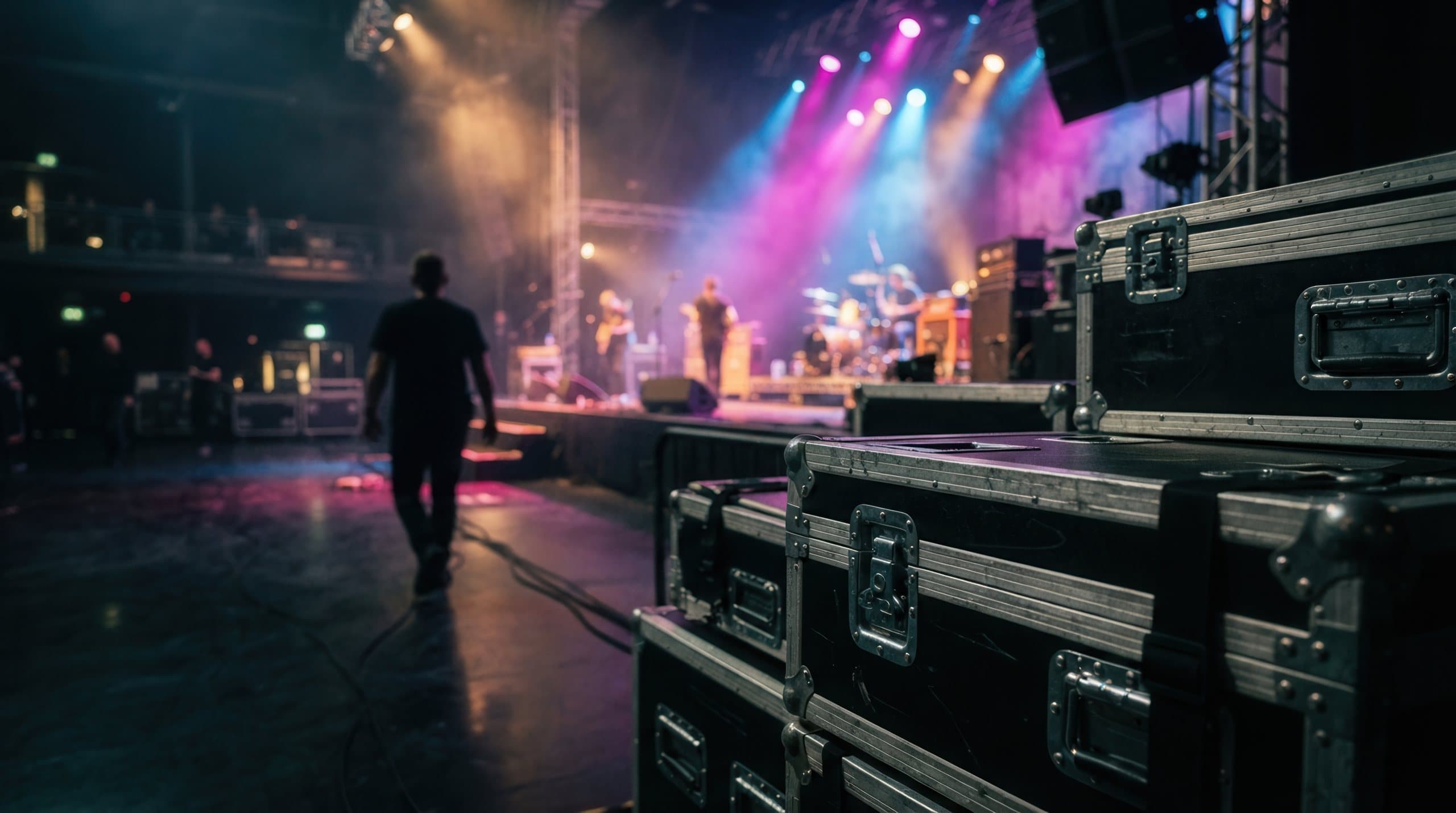 Generator connected and running behind an event stage